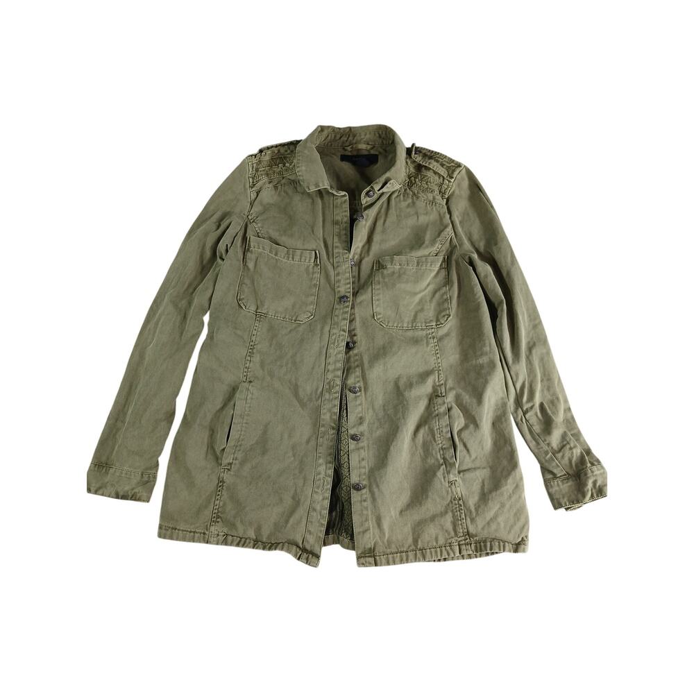 Forever 21 Jacket Womens Teen Medium Green Button Military Utility Embroidered